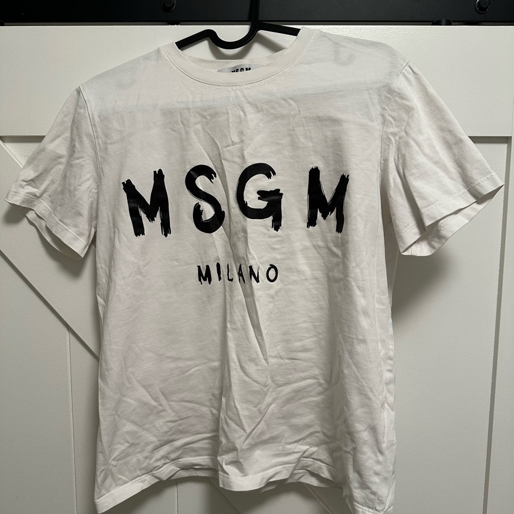 MSGM White and Black Short Sleeve Tee